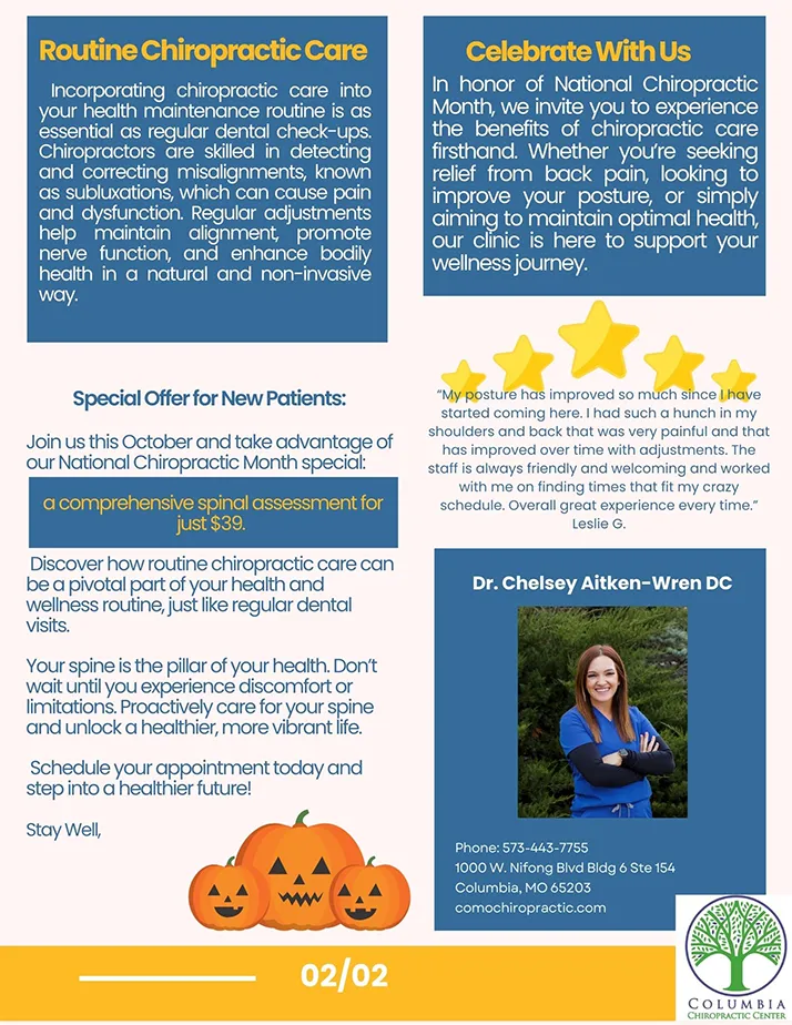 Chiropractic Columbia MA October 2024 Newsletter Routine